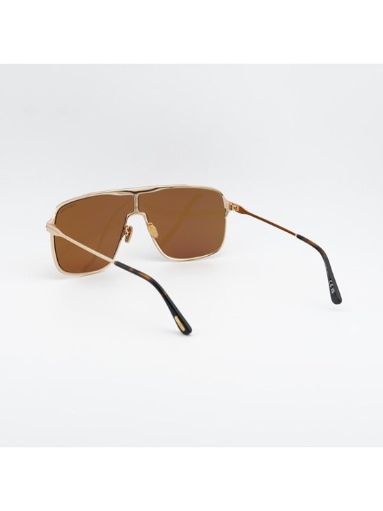 Tom Ford Zappa FT1173 30E Sunglasses Gold Shield Frame, Brown Lenses